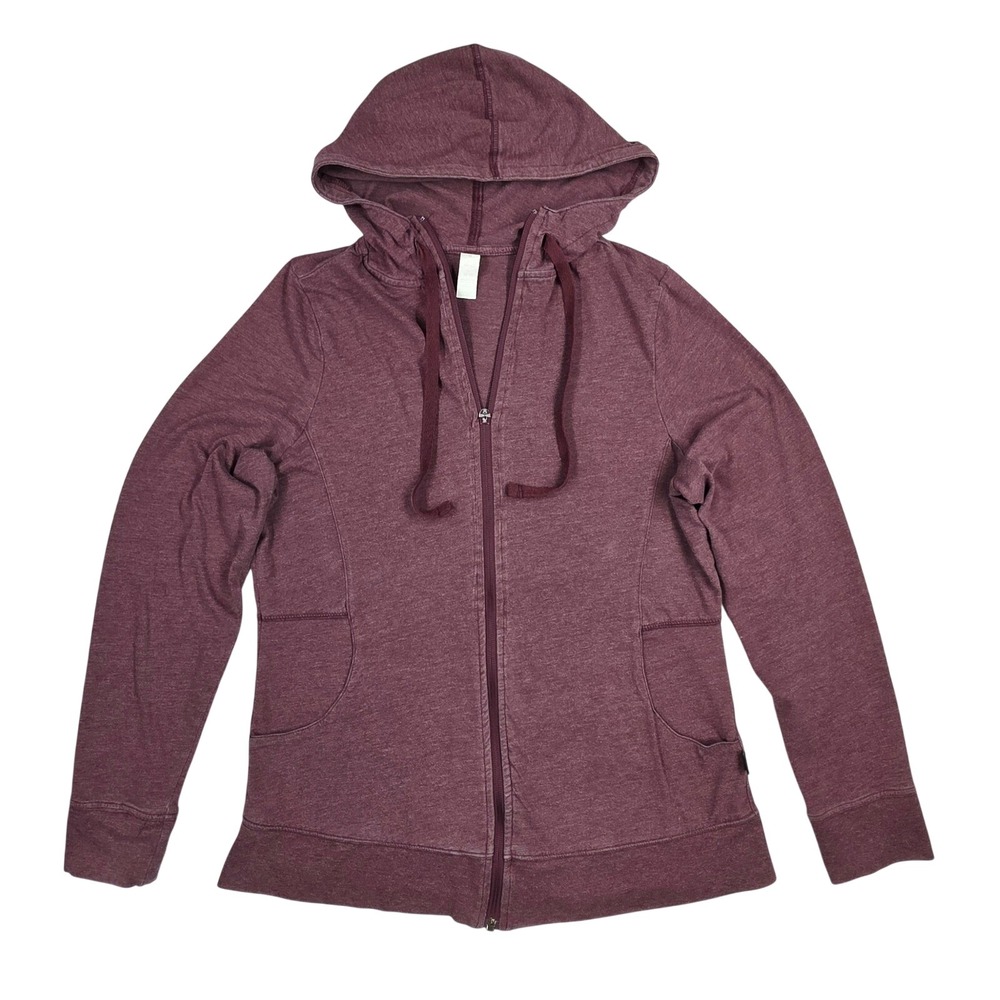 Marika Womens Medium Burgundy Heathered Full Zip Hoodie Activewear Sweatshirt